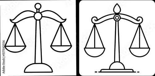 Ancient Scale Coloring Book Page – Outline Line Art Vintage Balance Weighing Device for Kids and Adults