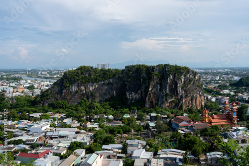 Stunning Marble Mountain Landscape with Surrounding Cityscape and Nature in Da Nang, Vietnam Southeast Asia