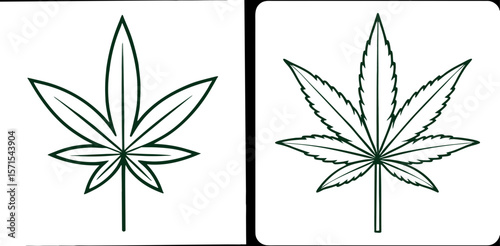 Cannabis Plant Coloring Book Page – Outline Line Art Medicinal Herb Illustration for Kids and Adults