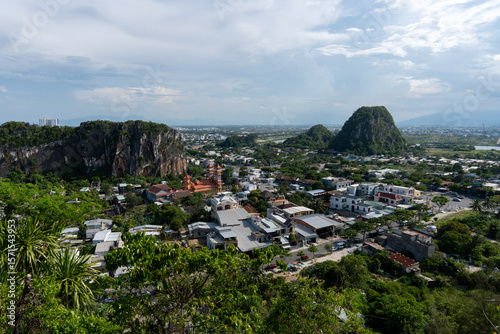 Stunning Marble Mountain Landscape with Surrounding Cityscape and Nature in Da Nang, Vietnam Southeast Asia