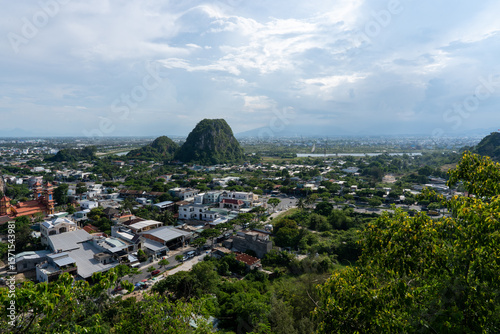 Stunning Marble Mountain Landscape with Surrounding Cityscape and Nature in Da Nang, Vietnam Southeast Asia