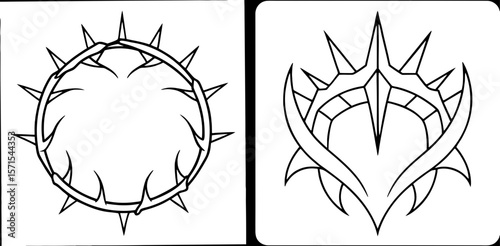 Crown of Thorns Coloring Book Page – Outline Line Art Religious Symbol Illustration for Kids and Adults