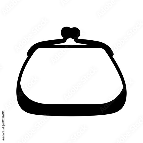 Simple black and white coin purse illustration with a clasp