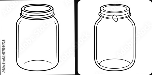 Glass Mason Jar Coloring Book Page – Outline Line Art Vintage Storage Container for Kids and Adults