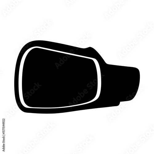 Black and white illustration of a car's side view mirror isolated