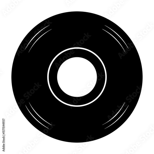 Retro Vinyl Record Flat Design Icon, a symbol of music history