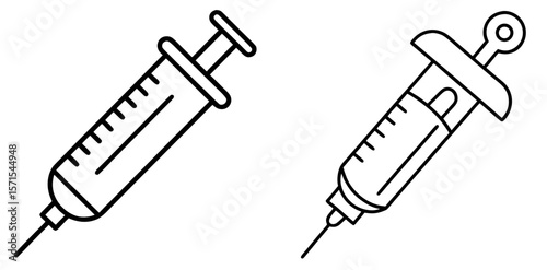 Injection Coloring Book Page – Outline Line Art Medical Syringe Illustration for Kids and Adults