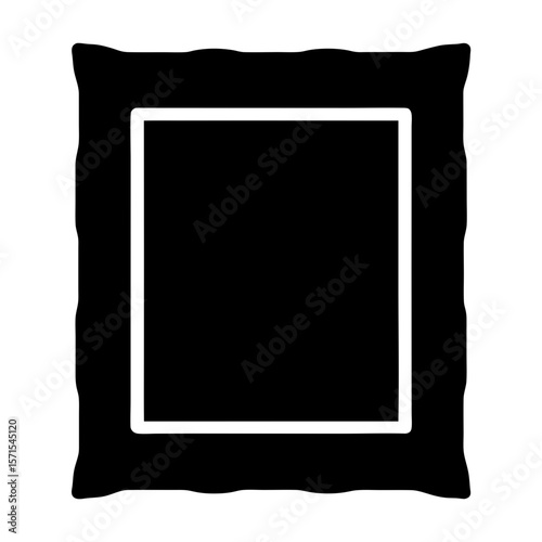 Decorative square frame with abstract design, black background with white border