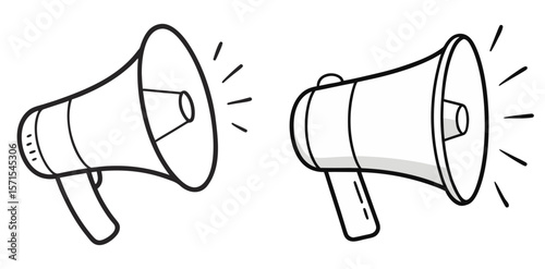 Megaphone Coloring Book Page – Outline Line Art Loudspeaker Illustration for Kids and Adults