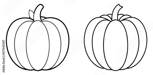 Pumpkin Coloring Book Page – Outline Line Art Autumn Vegetable Design for Kids and Adults