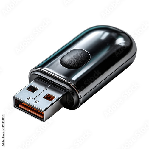 Ergonomic USB drive with finger indent on body, rubber-coated grip and rounded edges, placed flat for product mockup use, isolated transparent background