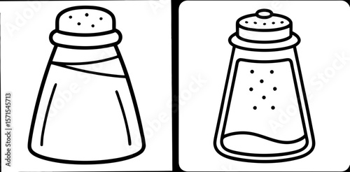Salt Shaker Coloring Book Page – Outline Line Art Kitchen Condiment Container for Kids and Adults