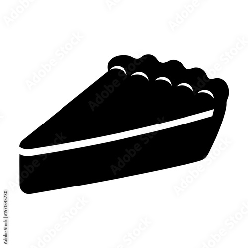 A delicious piece of pie with a crimped crust isolated on white