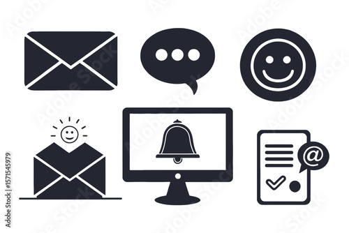 Communication icons set isolated on white background