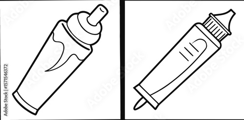 Toothpaste Coloring Book Page – Outline Line Art Dental Care Tube for Kids and Adults