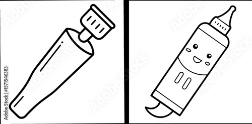 Toothpaste Coloring Book Page – Outline Line Art Dental Care Tube for Kids and Adults