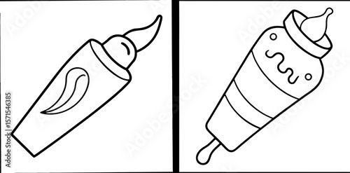 Toothpaste Coloring Book Page – Outline Line Art Dental Care Tube for Kids and Adults