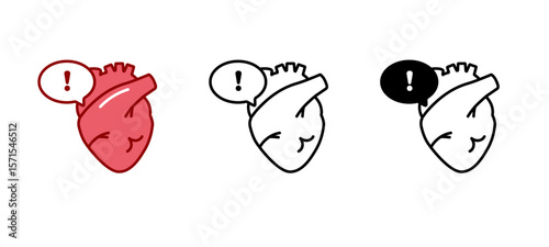 Stylized hearts featuring exclamation marks to symbolize alertness or heightened emotions.