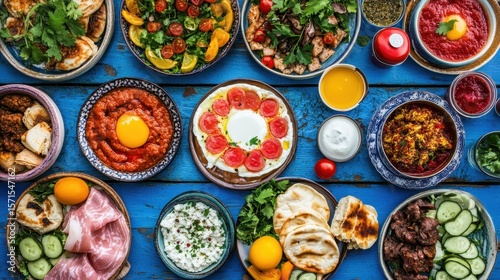 Wallpaper Mural Colorful Spread of Mediterranean Dishes with Fresh Ingredients and Garnishes Torontodigital.ca