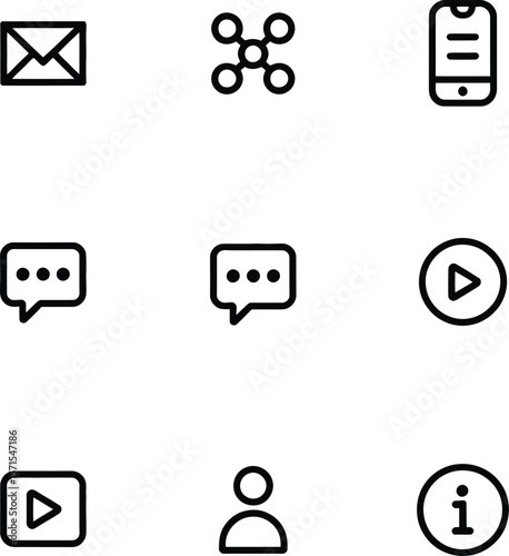 Minimalist Communication and Media Icon Set