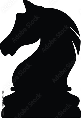  Left-Facing Chess Knight Silhouette Vector Illustration - Game Piece Icon for Strategy, Logic, and Intelligence Themes