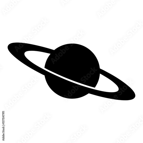 Stylized Saturn Planet with Rings Isolated on White Background Vector Illustration