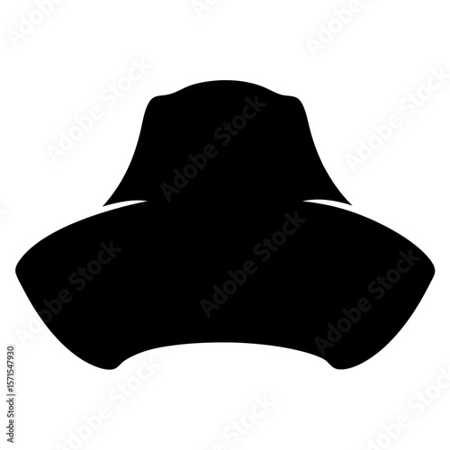 Abstract silhouette of a large hat with a wide brim design