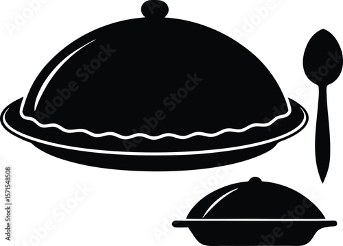 Pie server and dish vector silhouette