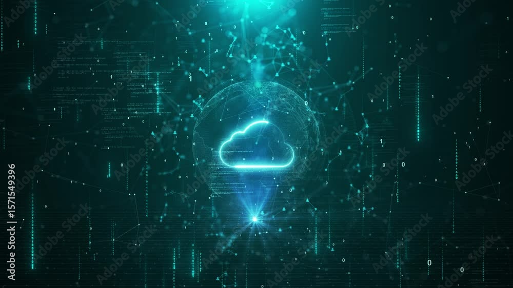 Cloud and edge computing technology data transfer concept cloud icon Abstract motion. 3D Big data cloud computing data center Big data concept. 5G connectivity of digital and futuristic information.