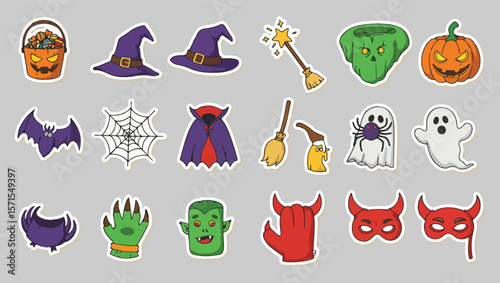 Spooky Halloween Stickers Witches, Pumpkins, Bats, and More!