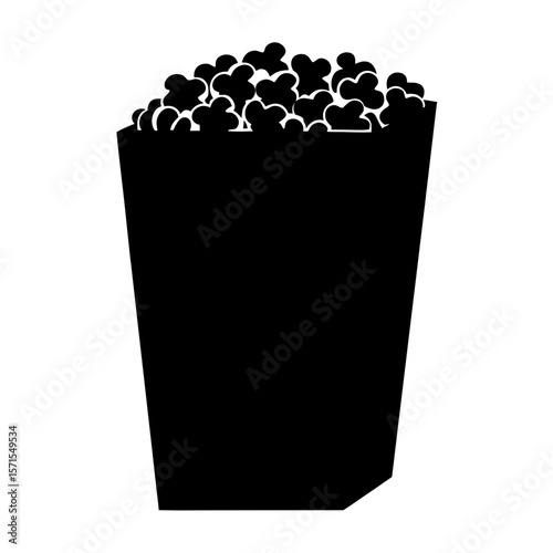 Silhouette of popcorn bucket, perfect for a movie night graphic element