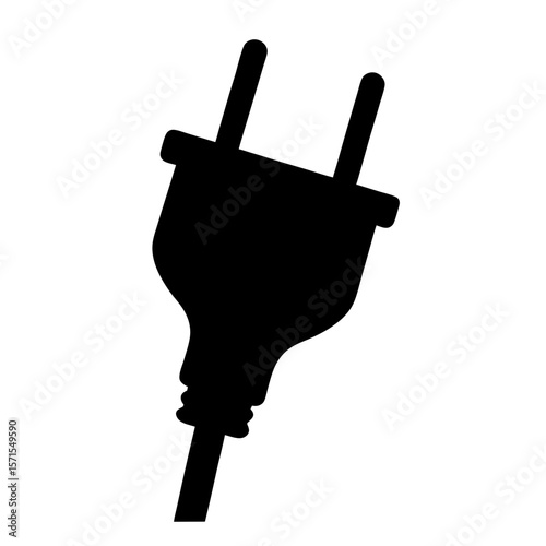 Silhouette of an electric plug used for power connection, flat icon