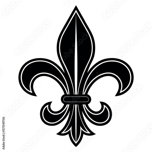 Black fleur de lis symbol isolated on white background