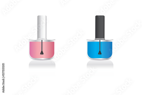 Set of glossy nail polish bottles in vibrant colors. Ideal for beauty, nail care, and cosmetic content.
