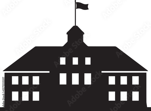 School Building Silhouette Vector Adobe Illustrator Artwork