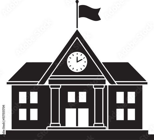 School Building Silhouette Vector Adobe Illustrator Artwork
