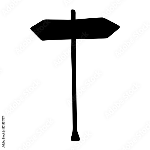Silhouette of a simple signpost with direction indicators in two directions