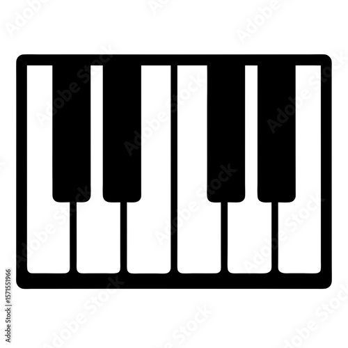 Stylized Piano Keyboard Illustration with Black and White Keys Arrangement