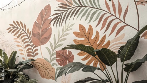 Tropical leaf wallpaper mural design ideas for living room bedroom wall decor and interior design