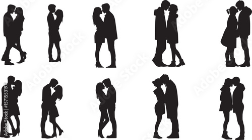 Lovely Romantic Couple standing romance kissing romance black silhouette images
