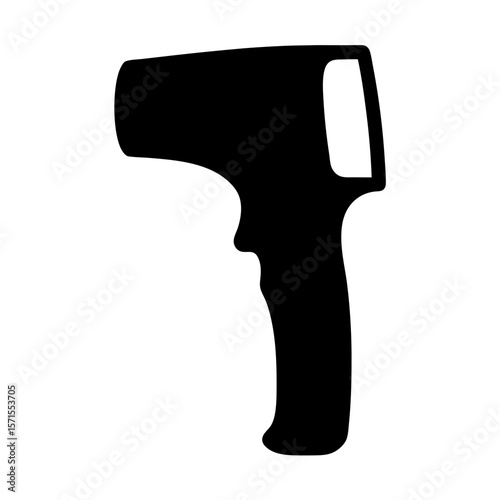 Black silhouette of an infrared thermometer tool for temperature measurement