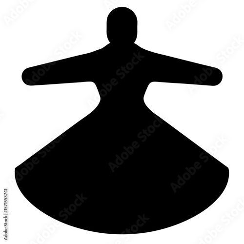 Silhouette of a Whirling Dervish Dancer Performing the Sufi Sema Ceremony