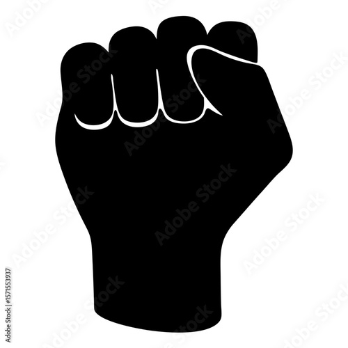 Black fist raised high as symbol of solidarity and resistance gesture