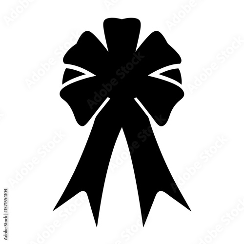 Elegant black bow with long tails, perfect for gift wrapping and decoration