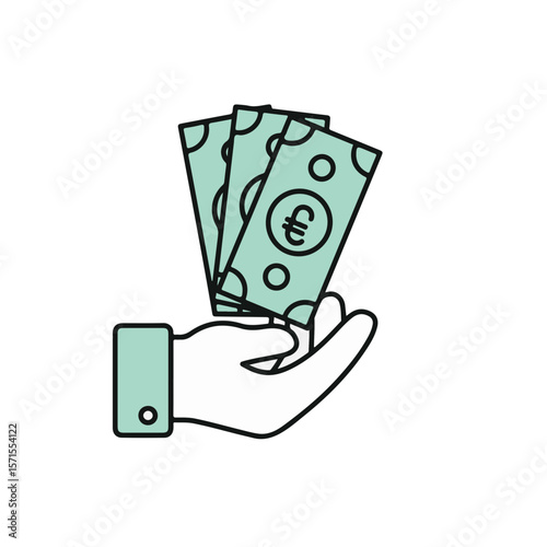 A hand holding several Euro banknotes.