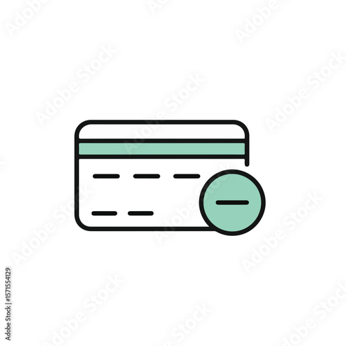 Credit card with a minus icon, symbolizing a financial reduction or deletion.