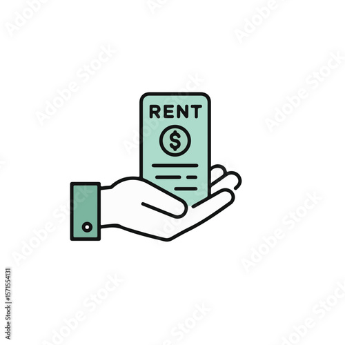 Hand holding a digital rent bill.