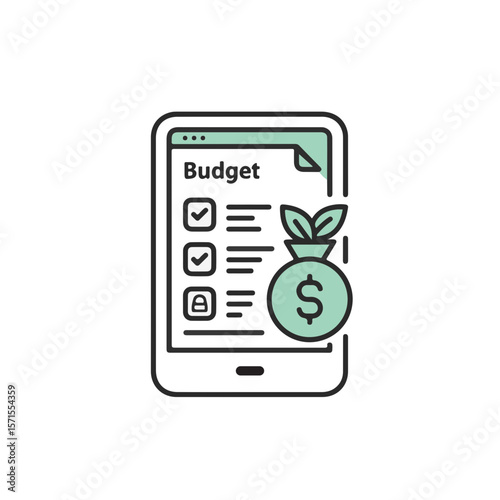 Modern budgeting app icon, showcasing financial planning and growth.