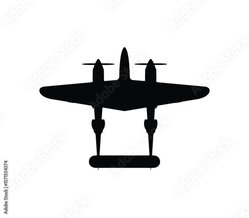 P-38 Lightning (Lockheed) fighter jet icon. us army symbol. isolated vector image for military concepts, infographics and web design, Heritage of U.S. Air Force Fighters