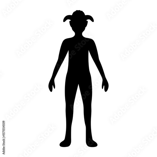 Silhouette of a horned figure, standing upright, possibly mythical or fantasy creature
